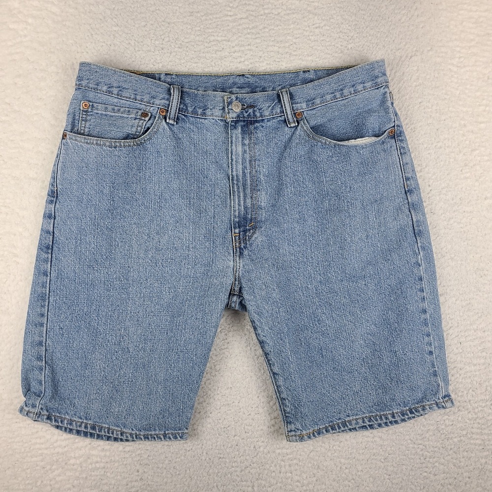 Levi's 505 Jean Shorts Mens 38 Blue Light Wash 10" Inseam Denim 100% Cotton